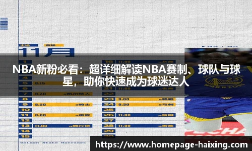 NBA新粉必看：超详细解读NBA赛制、球队与球星，助你快速成为球迷达人